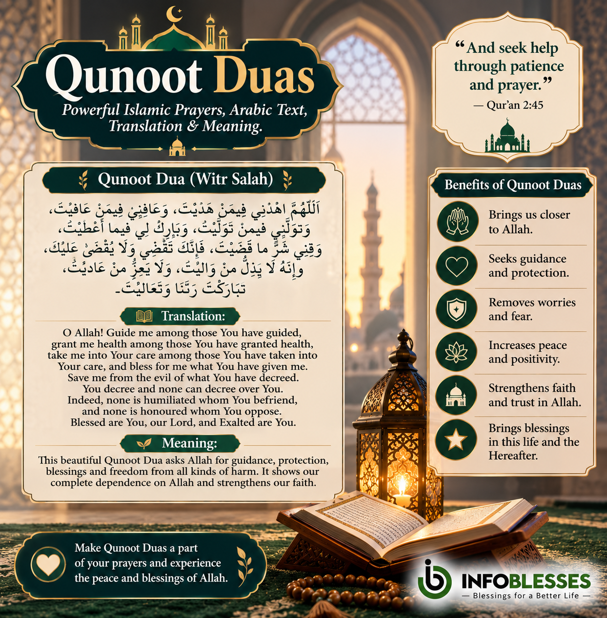 Qunoot Duas: Powerful Islamic Prayers, Arabic Text, Translation & Meaning