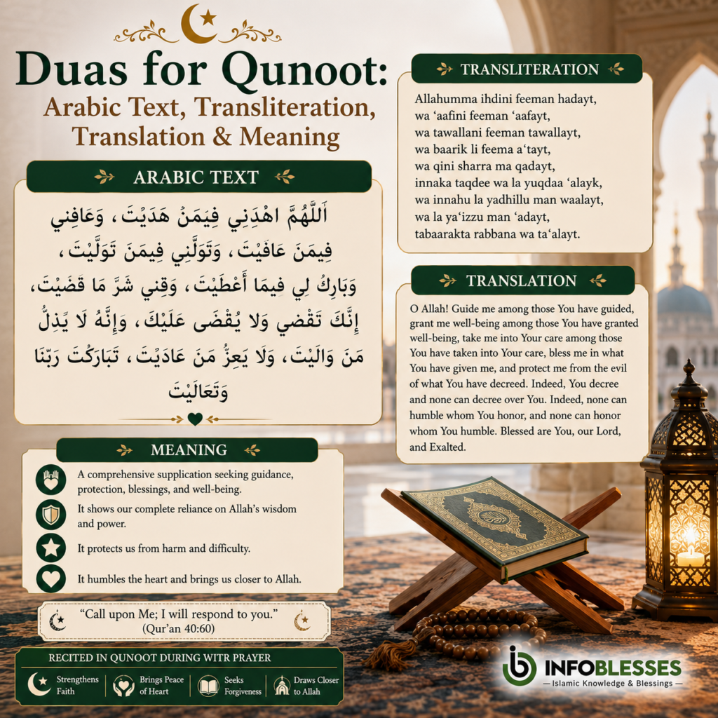 Duas for Qunoot: Arabic Text, Transliteration, Translation & Meaning